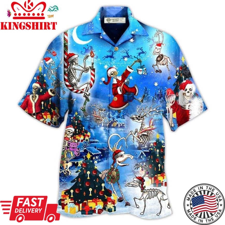 Christmas And Skull Merry Xmas Night Hawaiian Shirt