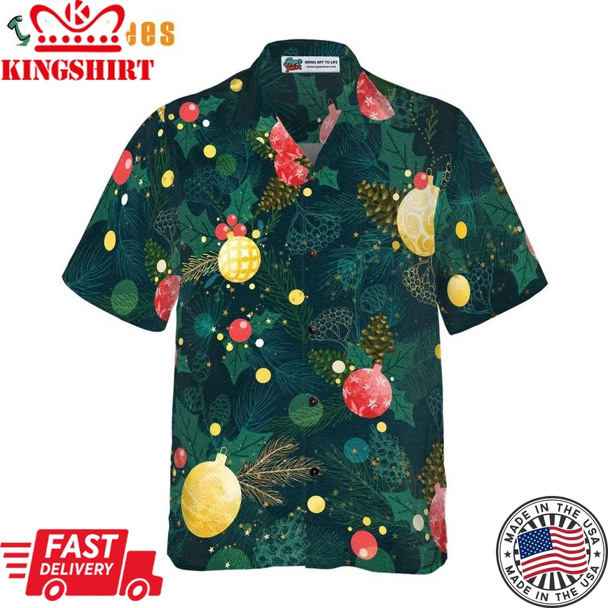 Christmas Ball Ornaments Pattern Shirt, Xmas Trendy Hawaiian Shirts Perfect Gifts For Your Loved Ones