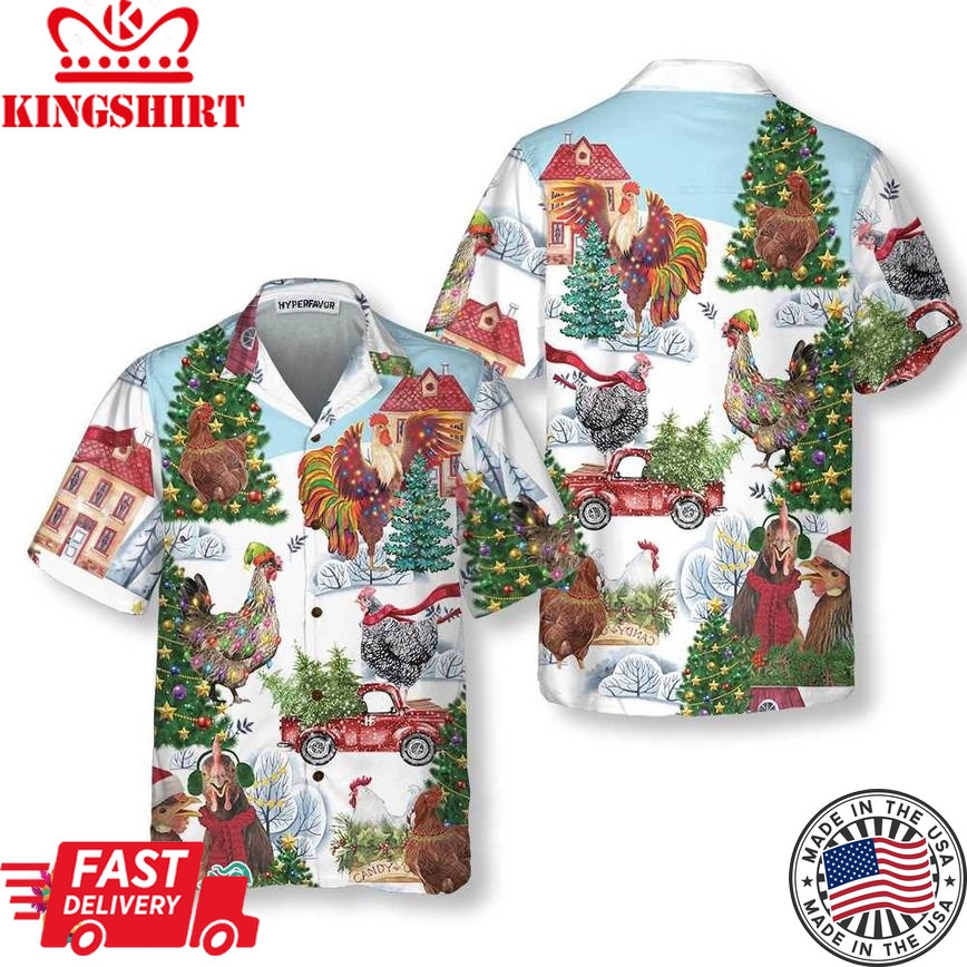 Christmas Chicken Hawaiian Shirt, Funny Chicken Christmas Shirt, Best Christmas Gift Idea