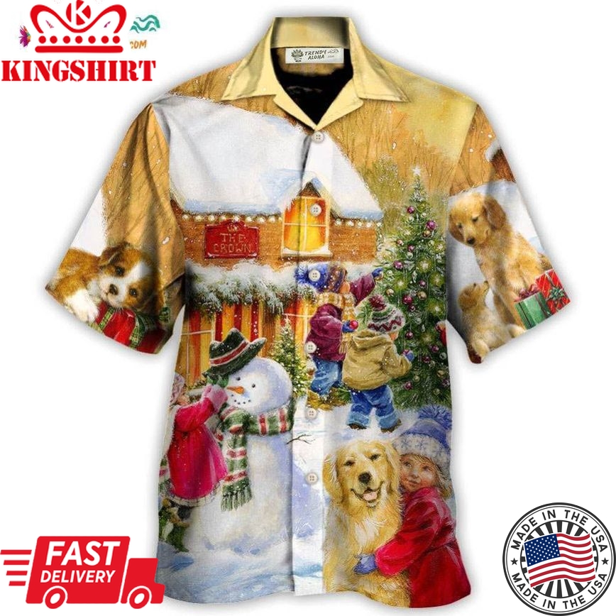 Christmas Children And Animals Love Christmas In The Town Art Style Hawaiian Shirt