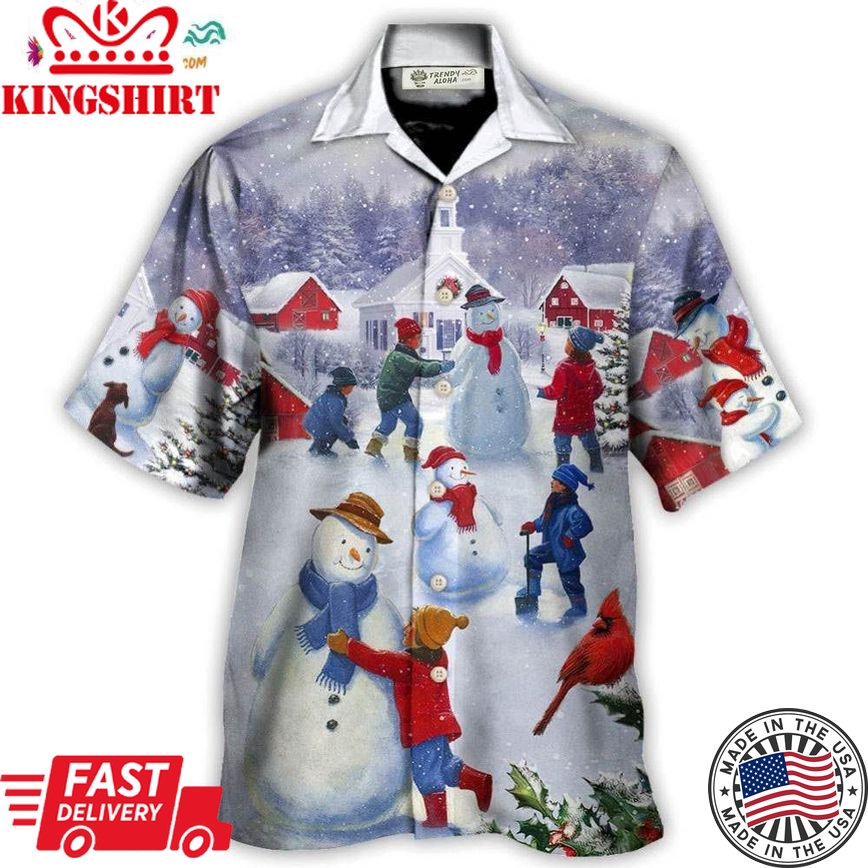 Christmas Children Love Snowman In The Christmas Town Hawaiian Shirt