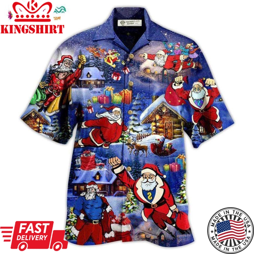 Christmas Christmas Flying Super Santa Hawaiian Shirt