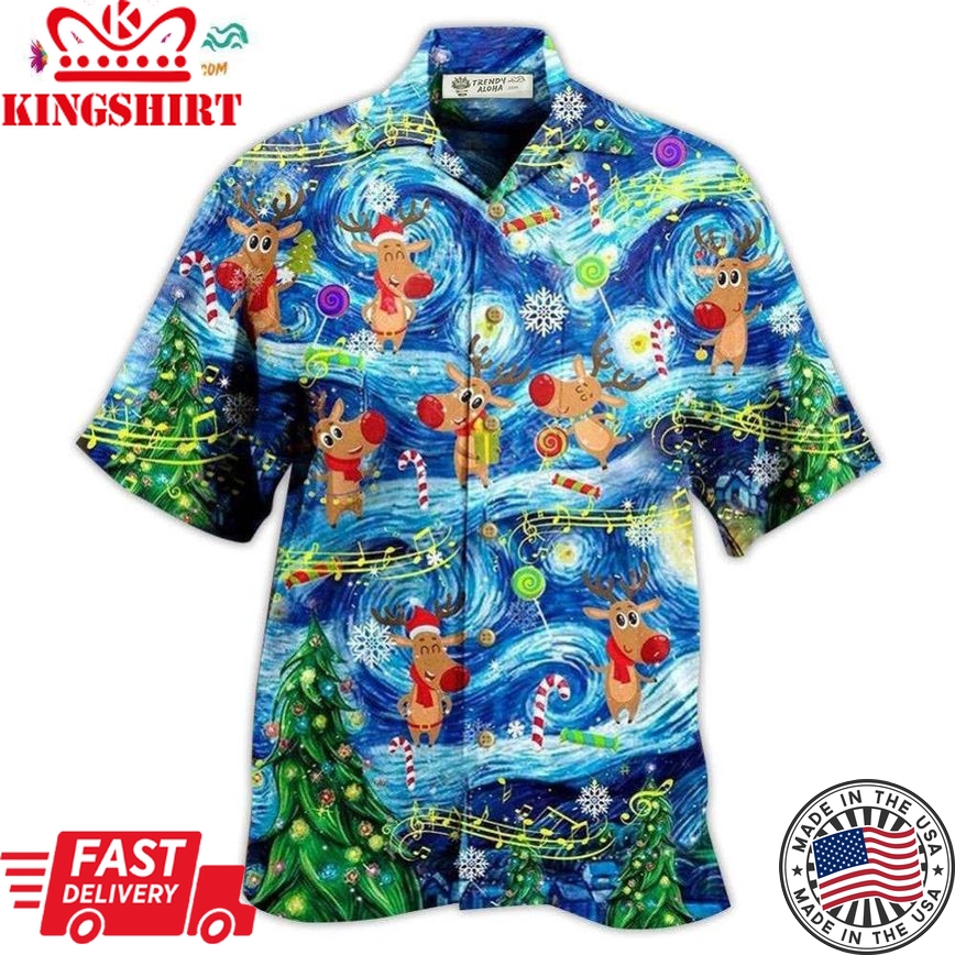 Christmas Dancing Reindeers Happy With Tornado Hawaiian Shirt