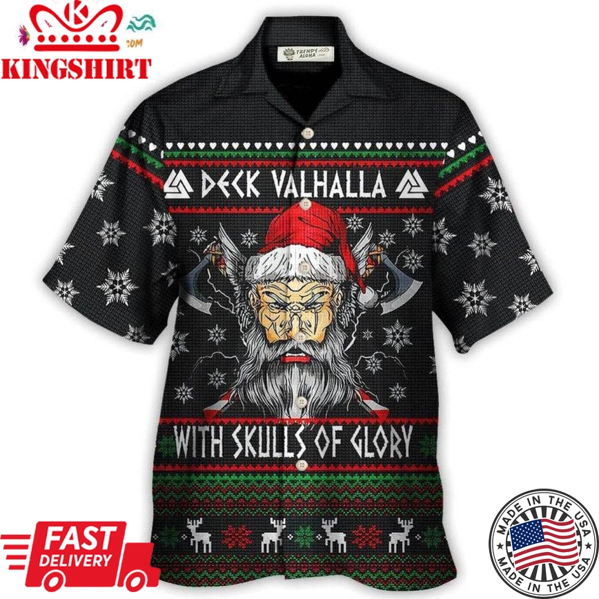 Christmas Deck Valhalla With Skull Of Glory Hawaiian Shirt