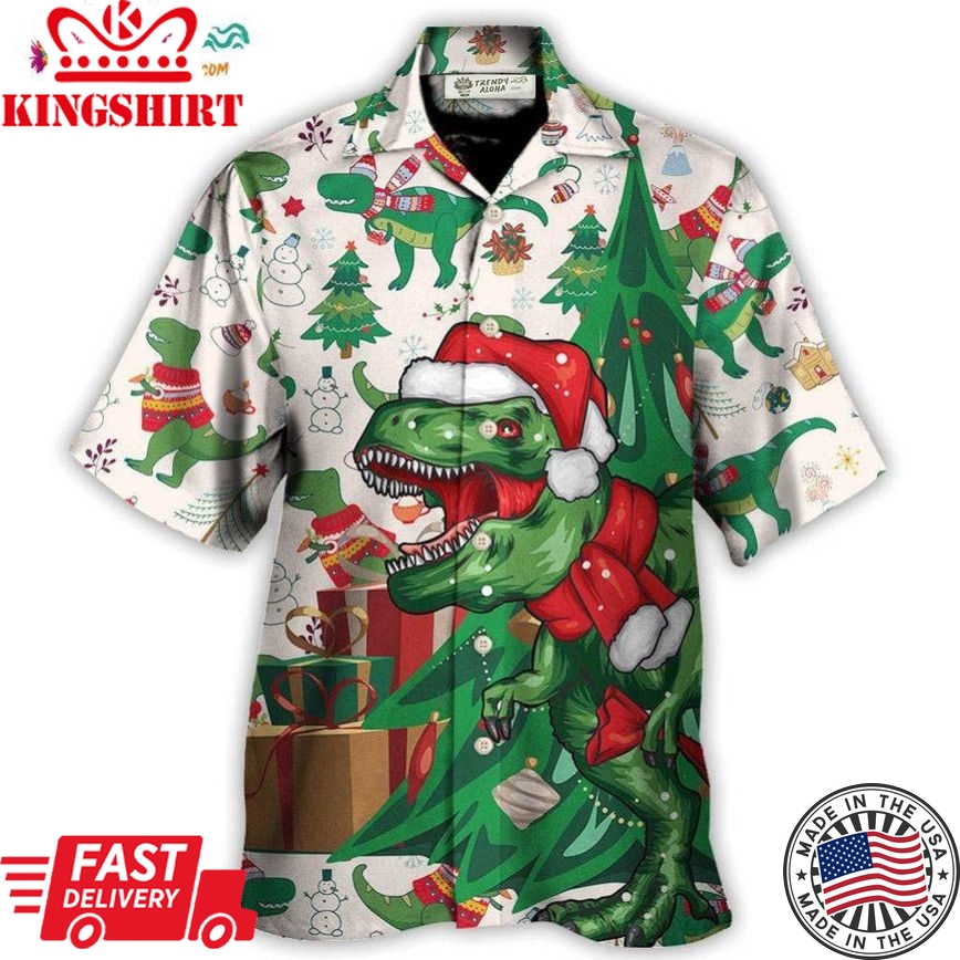 Christmas Dinosaurs Xmas Tree T-Rex Merry Rexmas Hawaiian Shirt