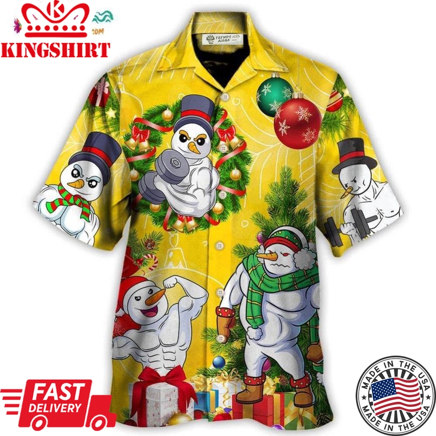 Christmas Frosty The Swoleman Snowman Workout Funny Hawaiian Shirt