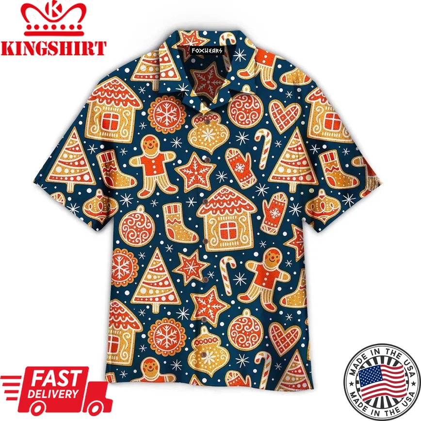 Christmas Gingerbread Cookies Trendy Hawaiian Shirt