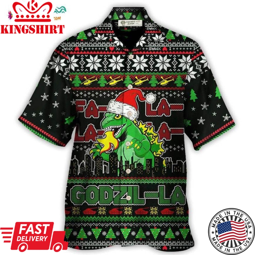 Christmas Godzila Falalalala Xmas Hawaiian Shirt