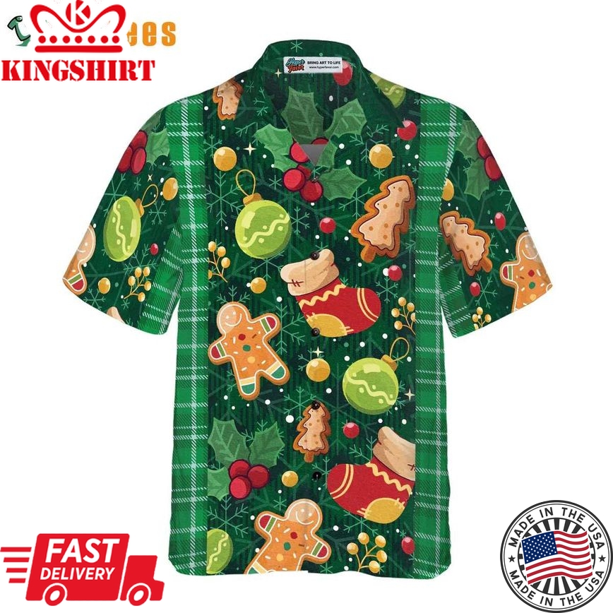 Christmas Green Plaid Pattern Shirt, Xmas Trendy Hawaiian Shirt Perfect Gifts For Your Loved Ones