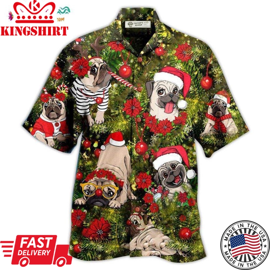 Christmas Have Yourself A Merry Little Pugmas In Grass Hawaiian Shirt