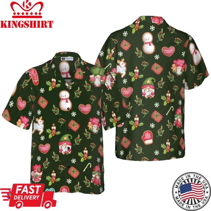 Christmas Hawaiian Shirts For Men And Women, Gnome Merry Christmas Hawaiian Shirt Button Down Shirt Short Sleeve