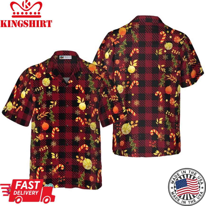 Christmas Hawaiian Shirts, Merry Christmas Red Plaid Pattern Shirt Short Sleeve, Christmas Shirt Idea Gift For Men And Women