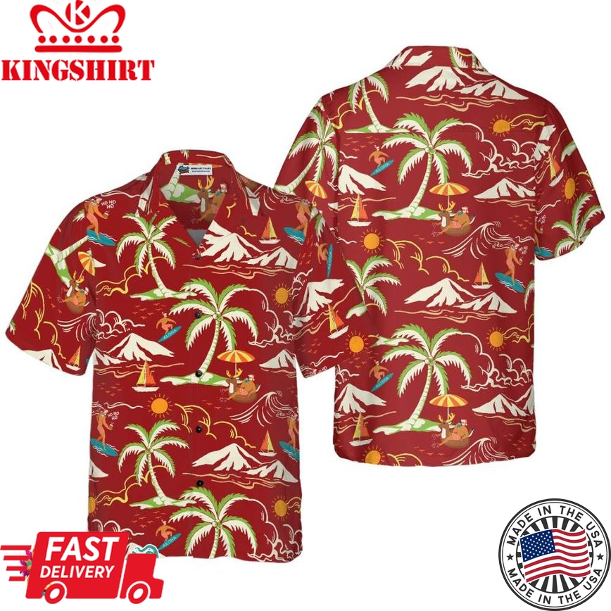 Christmas Hawaiian Shirts, Santa Beach Summer Pattern 1 Shirt Short Sleeve, Christmas Shirt Idea Gift For Men And Women