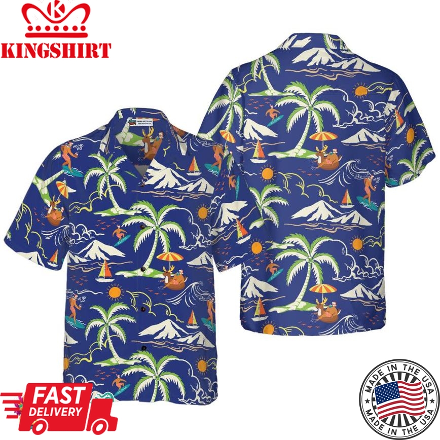 Christmas Hawaiian Shirts, Santa Beach Summer Pattern 3 Shirt Short Sleeve, Christmas Shirt Idea Gift For Men And Women