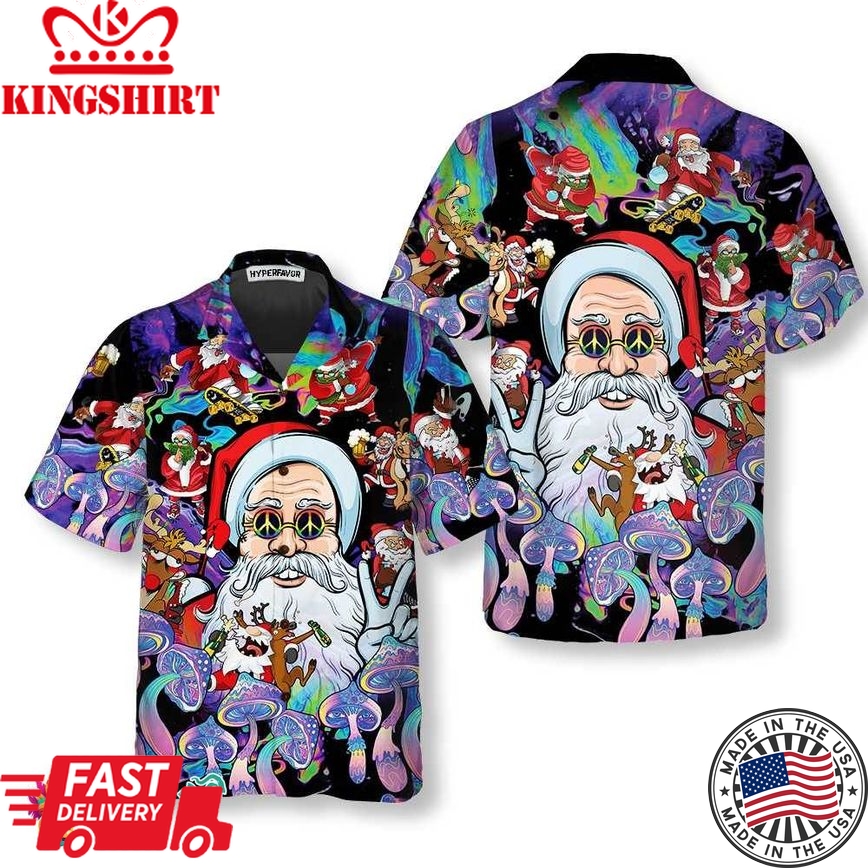 Christmas Hippie Santa Claus Hawaiian Shirt, Santa Christmas Shirt, Best Gift For Christmas