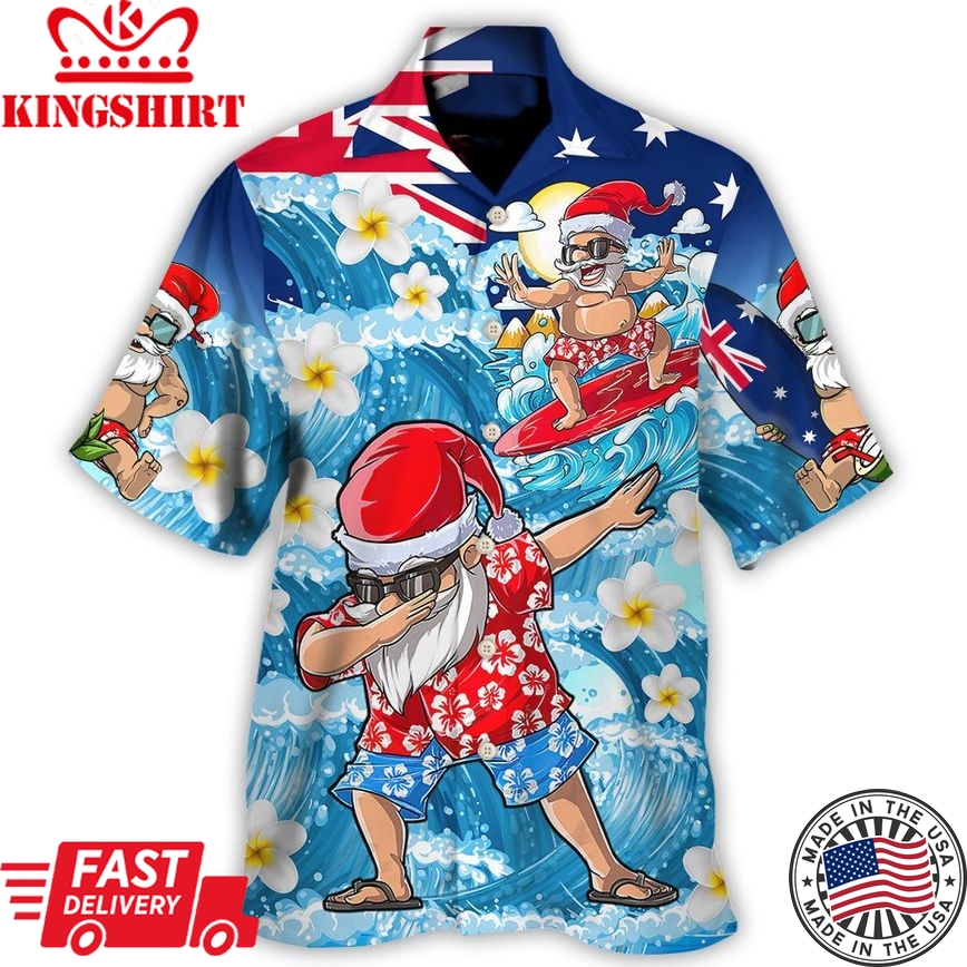 Christmas In July Dabbing Santa Funny Summer Hawaiian Shirt