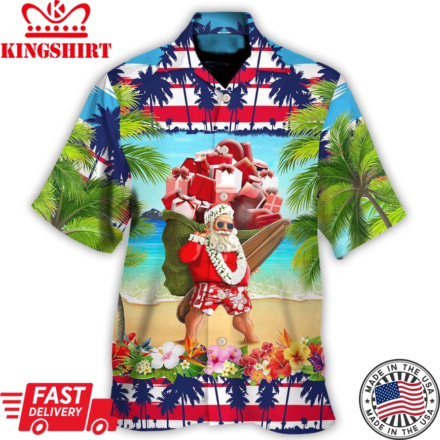 Christmas In July Santa Claus Spent Down At The Beach Hawaiian Shirt