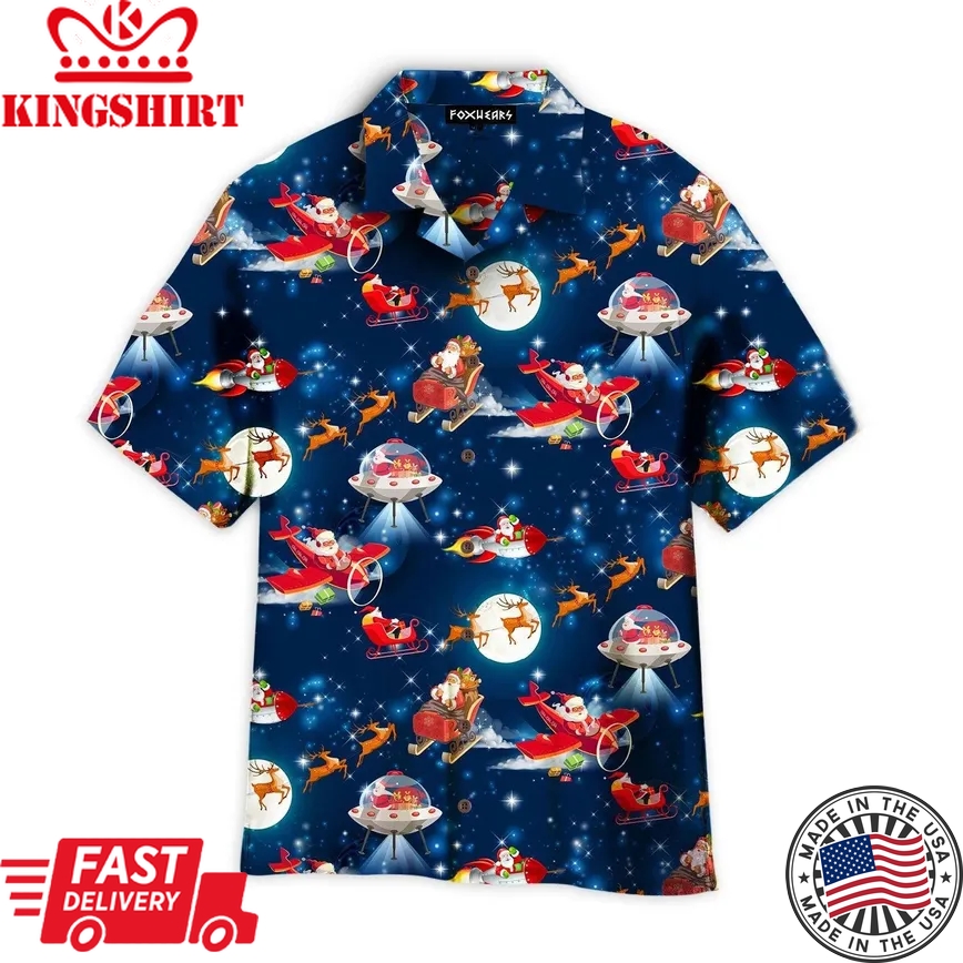 Christmas In Space Trendy Hawaiian Shirt