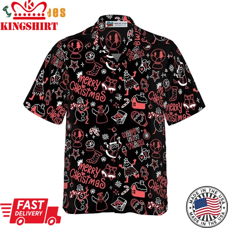 Christmas Line Pattern Shirt, Mens Christmas Trendy Hawaiian Shirt Perfect Gifts For Your Loved Ones