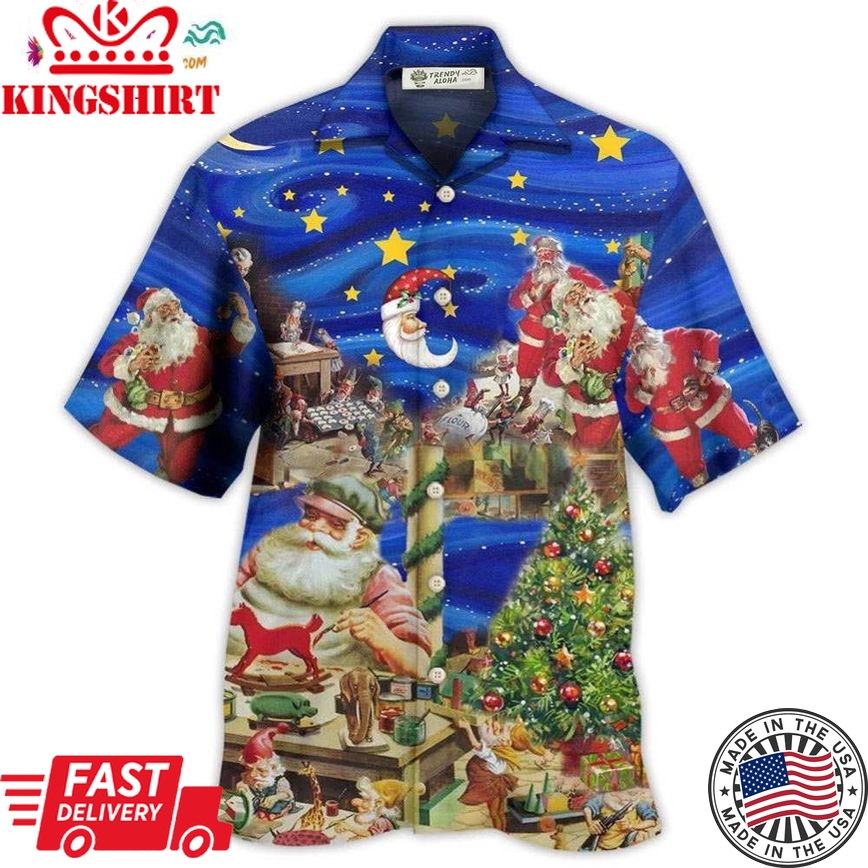 Christmas Night Santa'S Toy Workshop Hawaiian Shirt