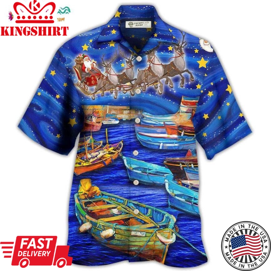 Christmas Santa Boat Dreamer Hawaiian Shirt