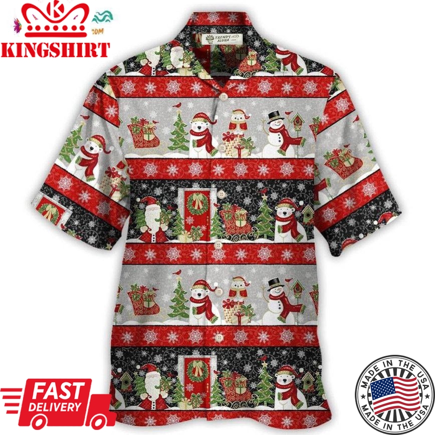 Christmas Santa Claus And Snowman Happy Xmas Hawaiian Shirt