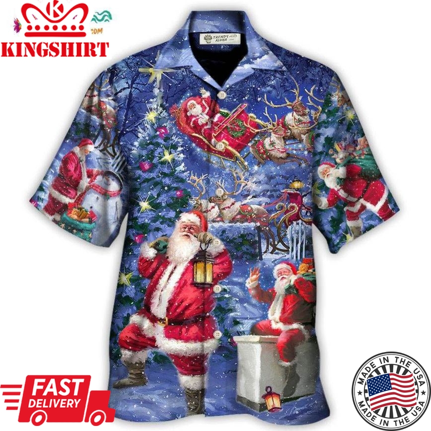 Christmas Santa Claus Chilling Happy Xmas Light Art Style Hawaiian Shirt