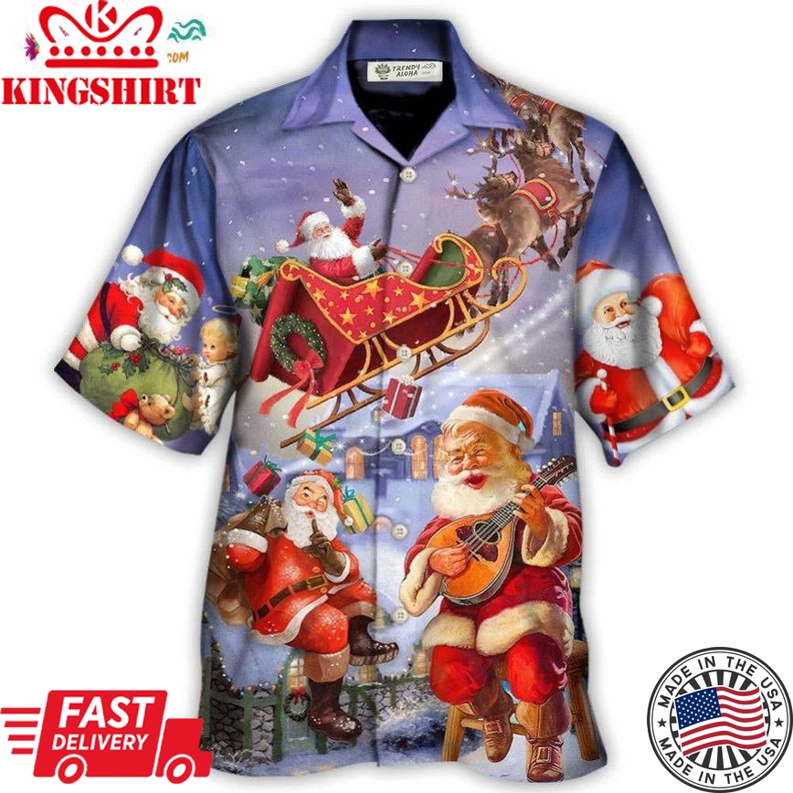 Christmas Santa Claus Funny Art Style Hawaiian Shirt