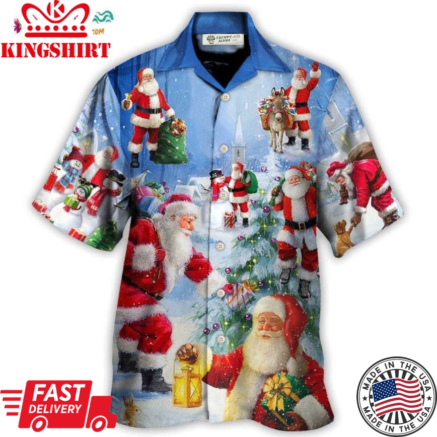 Christmas Santa Claus Is Coming Story Night Art Style Hawaiian Shirt