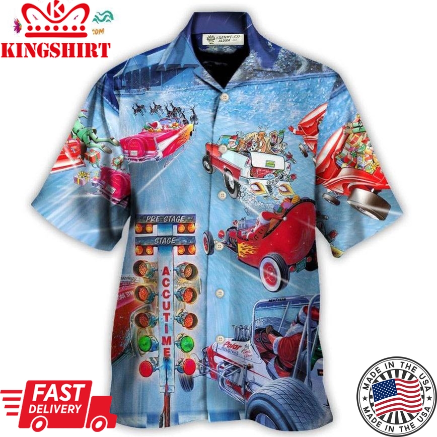 Christmas Santa Claus Start Drag Racing Light Hawaiian Shirt