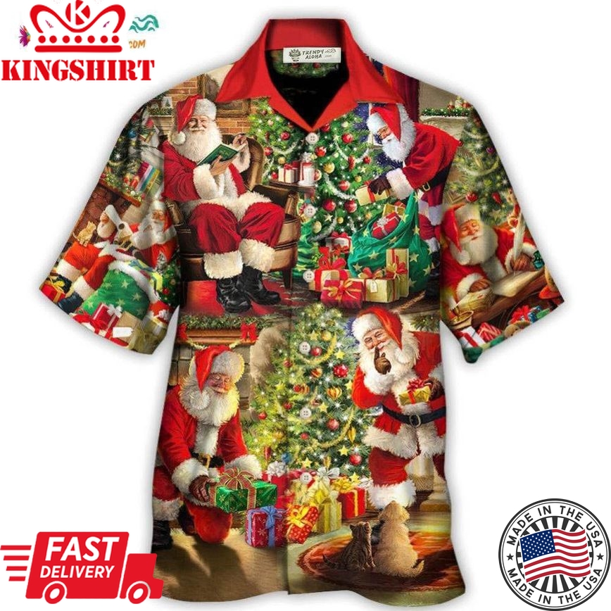 Christmas Santa Claus Story Gift For Xmas Painting Style Hawaiian Shirt