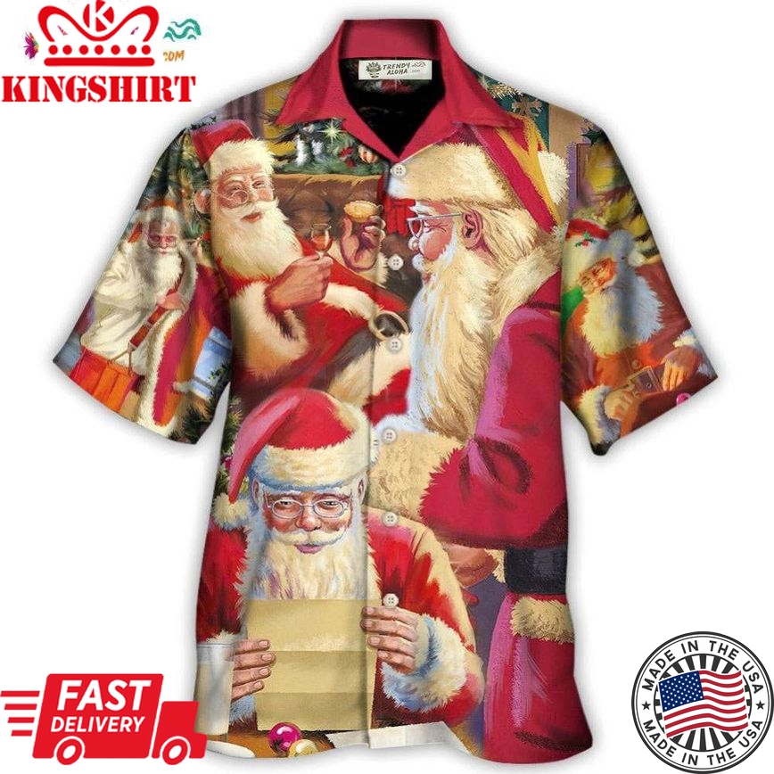 Christmas Santa Claus Story Happy Xmas Art Style Hawaiian Shirt