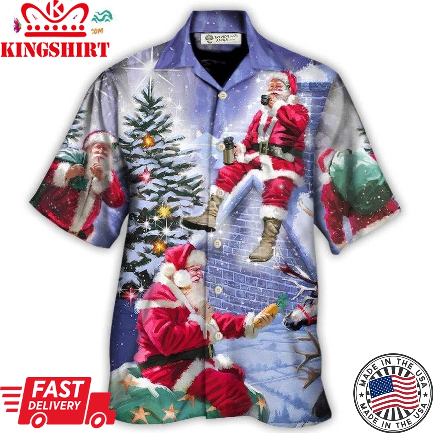 Christmas Santa Claus Story Night Christmas Is Coming Art Style Hawaiian Shirt