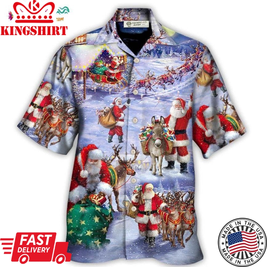 Christmas Santa Claus Story Night Gift For Xmas Painting Style Hawaiian Shirt