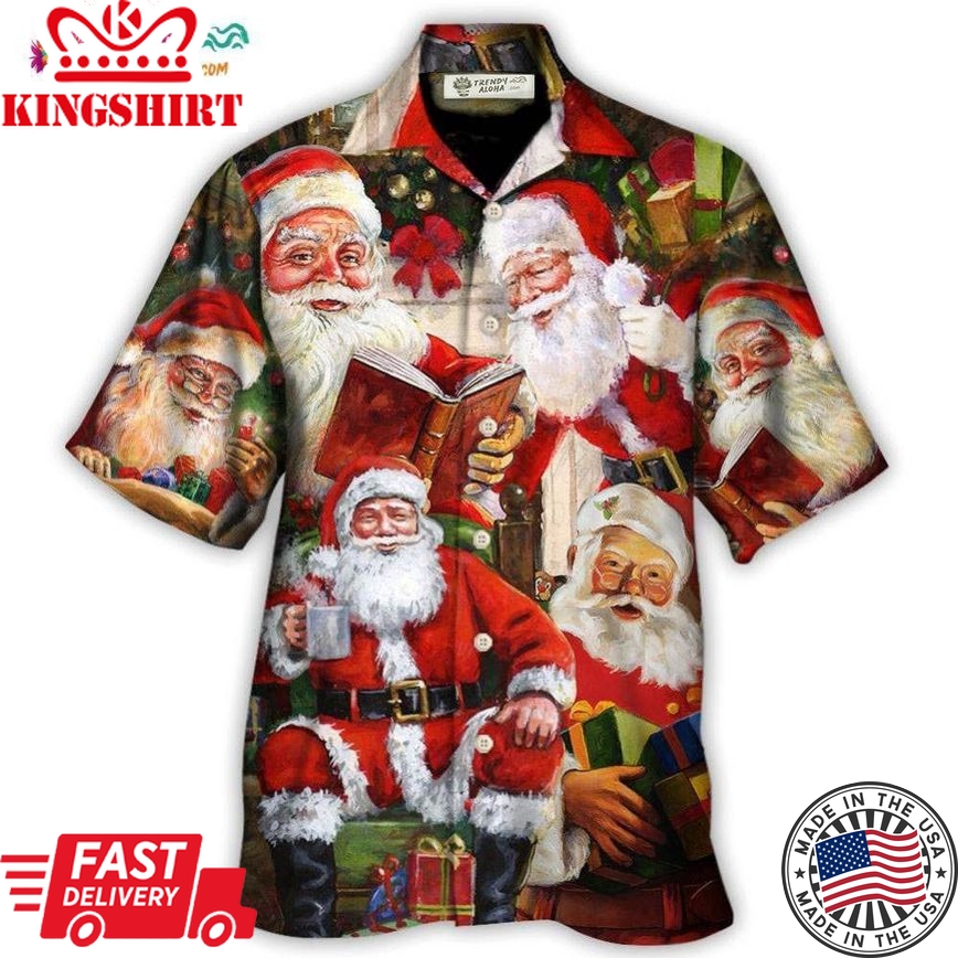 Christmas Santa Claus Story Nights Gift For Xmas Painting Style Hawaiian Shirt