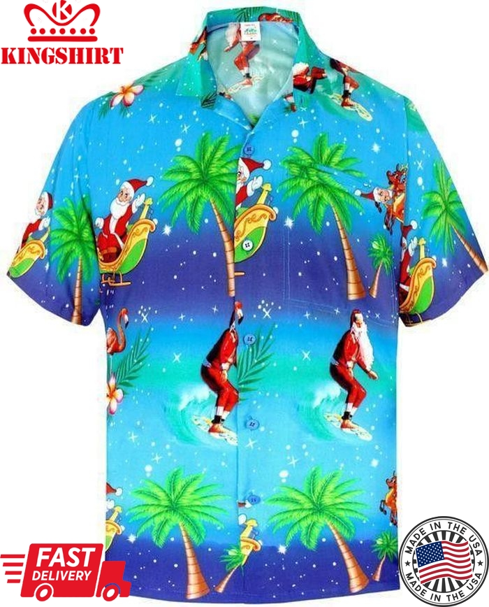 Christmas Santa Coconut Tree Trendy Hawaiian Shirt