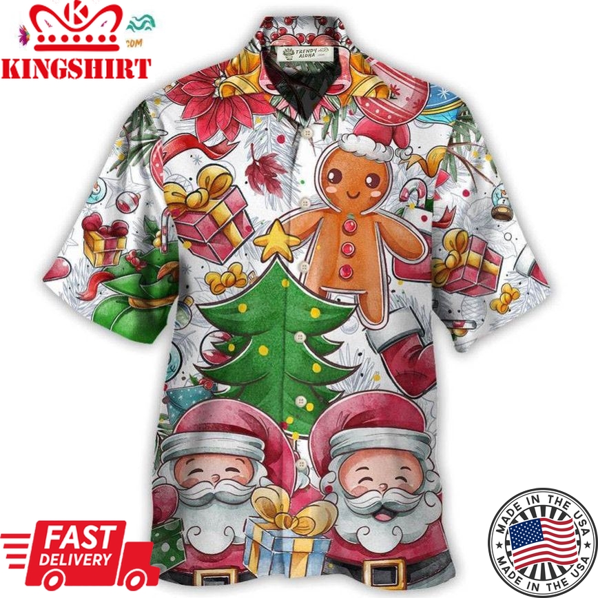 Christmas Santa Cutie Winter Snowman Gingerbread Hawaiian Shirt