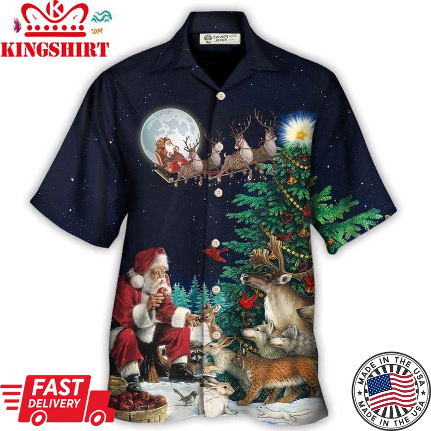 Christmas Santa Giving Christmas For Everyone Christmas Night Hawaiian Shirt