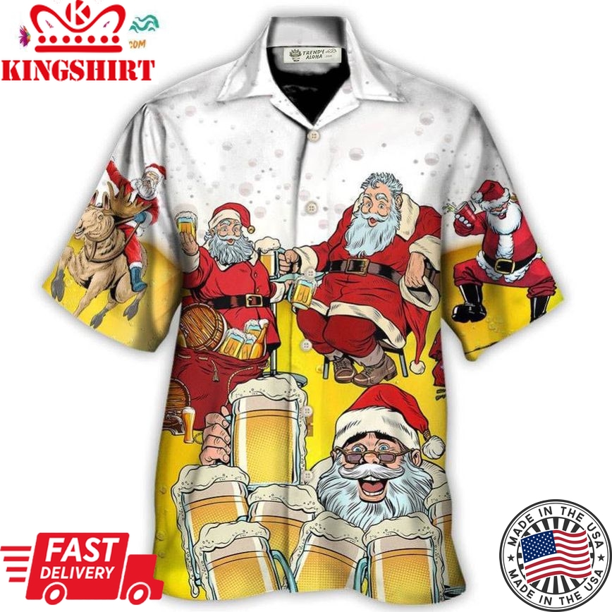 Christmas Santa I Want More Beer Hawaiian Shirt