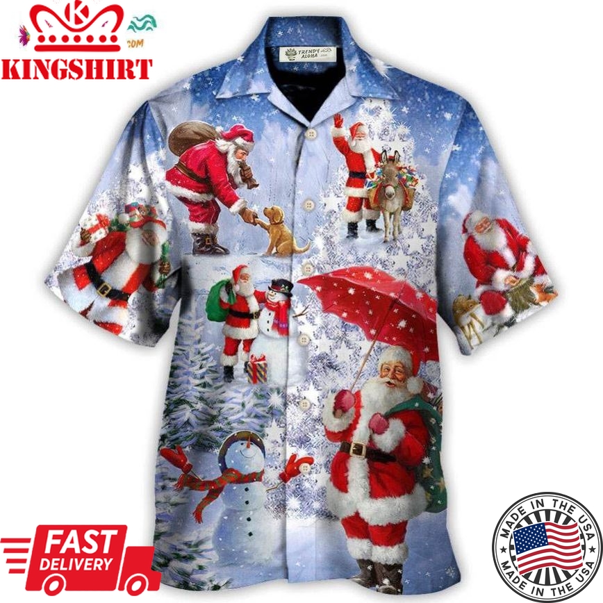 Christmas Santa Is Always With You Story Night Christmas Tree Hawaiian Shirt