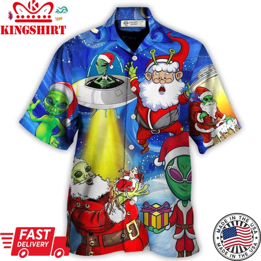 Christmas Santa Is An Alien Magic Night Funny Hawaiian Shirt