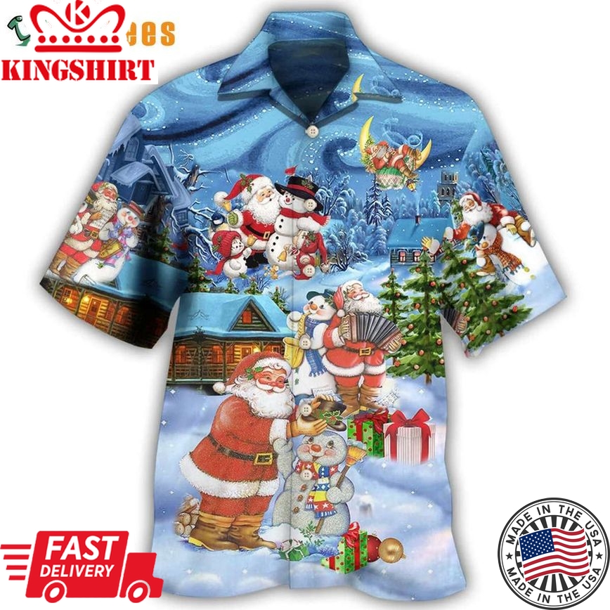 Christmas Santa Snowman Friendly, Santa Trendy Hawaiian Shirt Perfect Gifts For Your Loved Ones