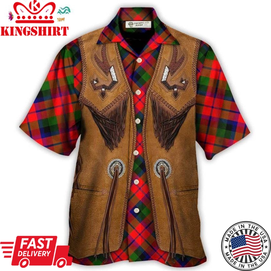 Christmas Santa Vintage Fringe Leather Suede Vest Hawaiian Shirt