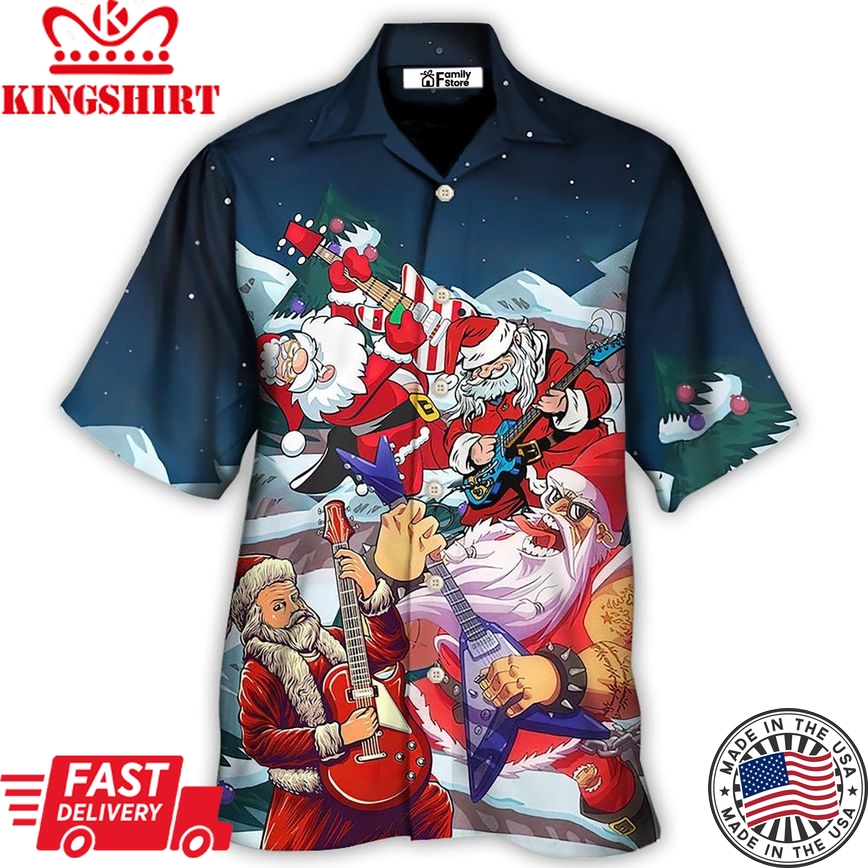 Christmas Santa With Electric Guitar Hawaiian Shirt