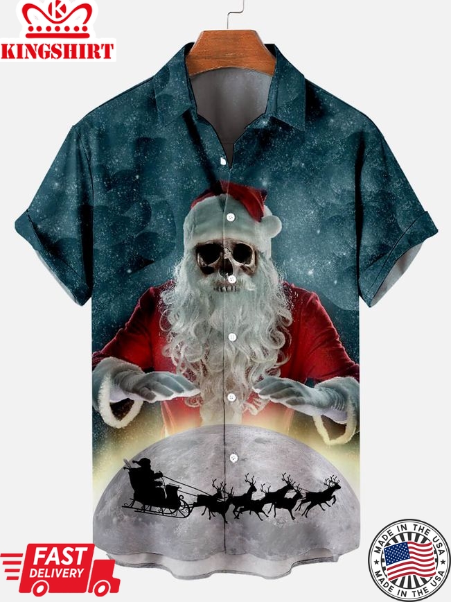 Christmas Skull Santa Men's Short Sleeve Shirt