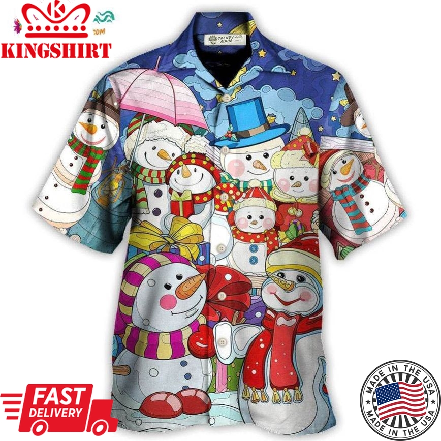 Christmas Snowman Merry Xmas And Happy New Year Art Style Hawaiian Shirt