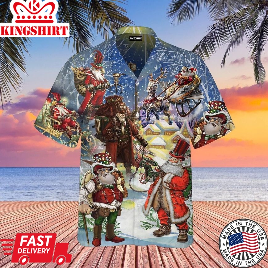 Christmas Steampunk Santa Claus Trendy Hawaiian Shirt