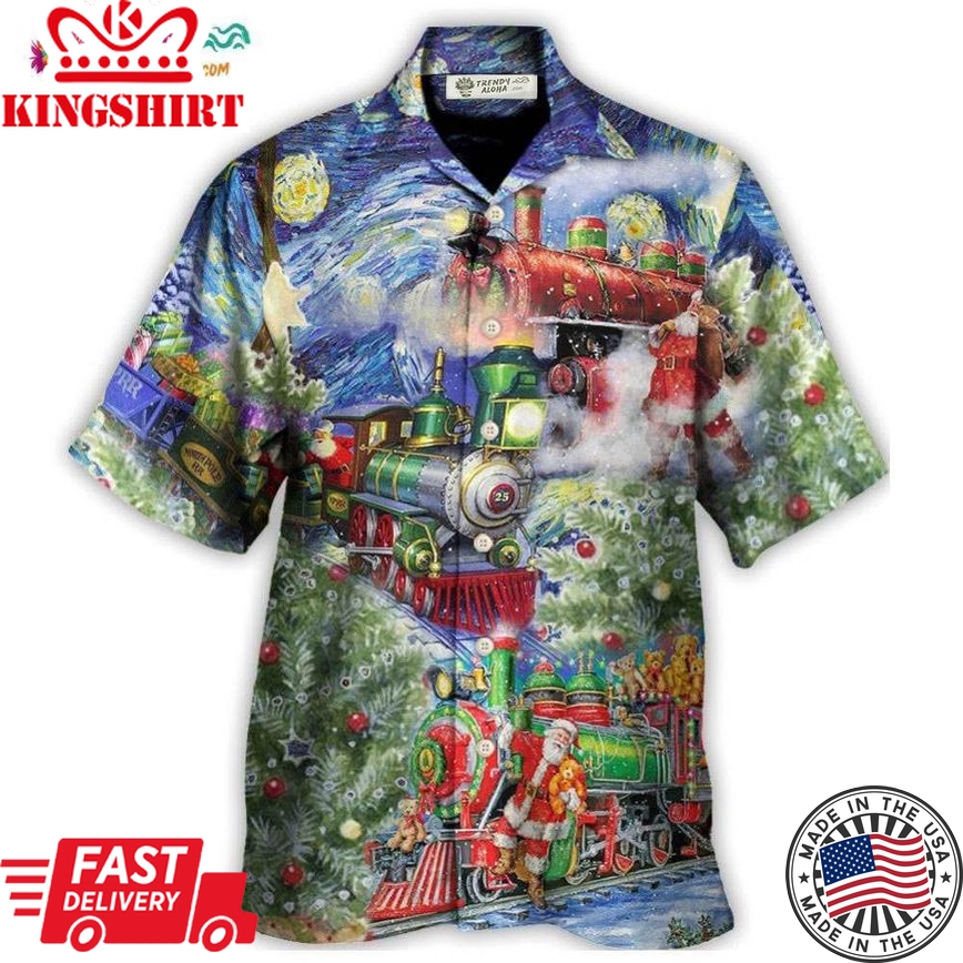 Christmas The Gift Train Arrives At The Wharf Hawaiian Shirt