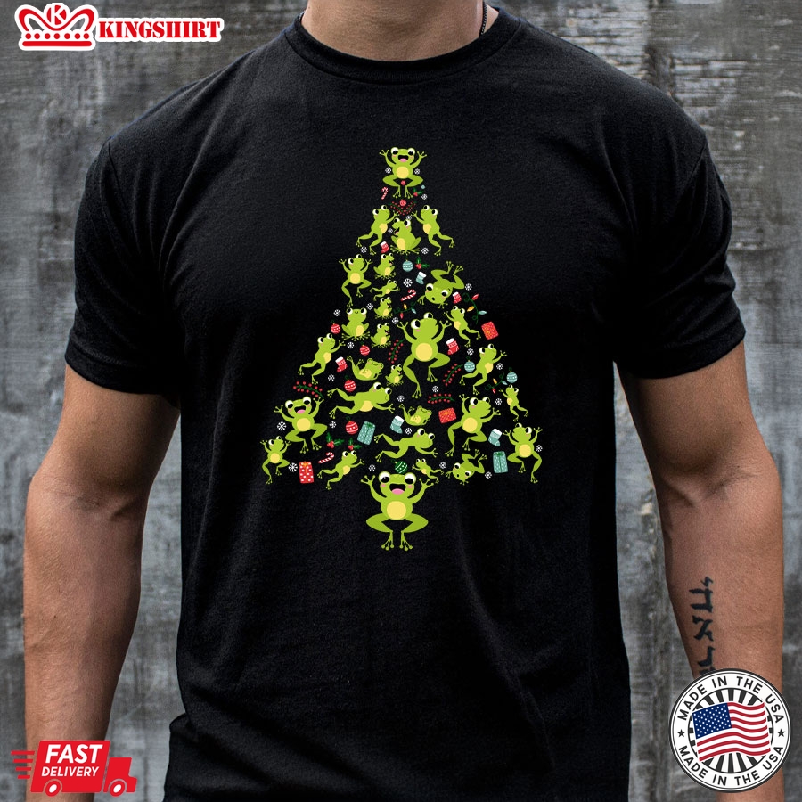 Christmas Tree Full of Frogs Merry Christmas T-Shirt