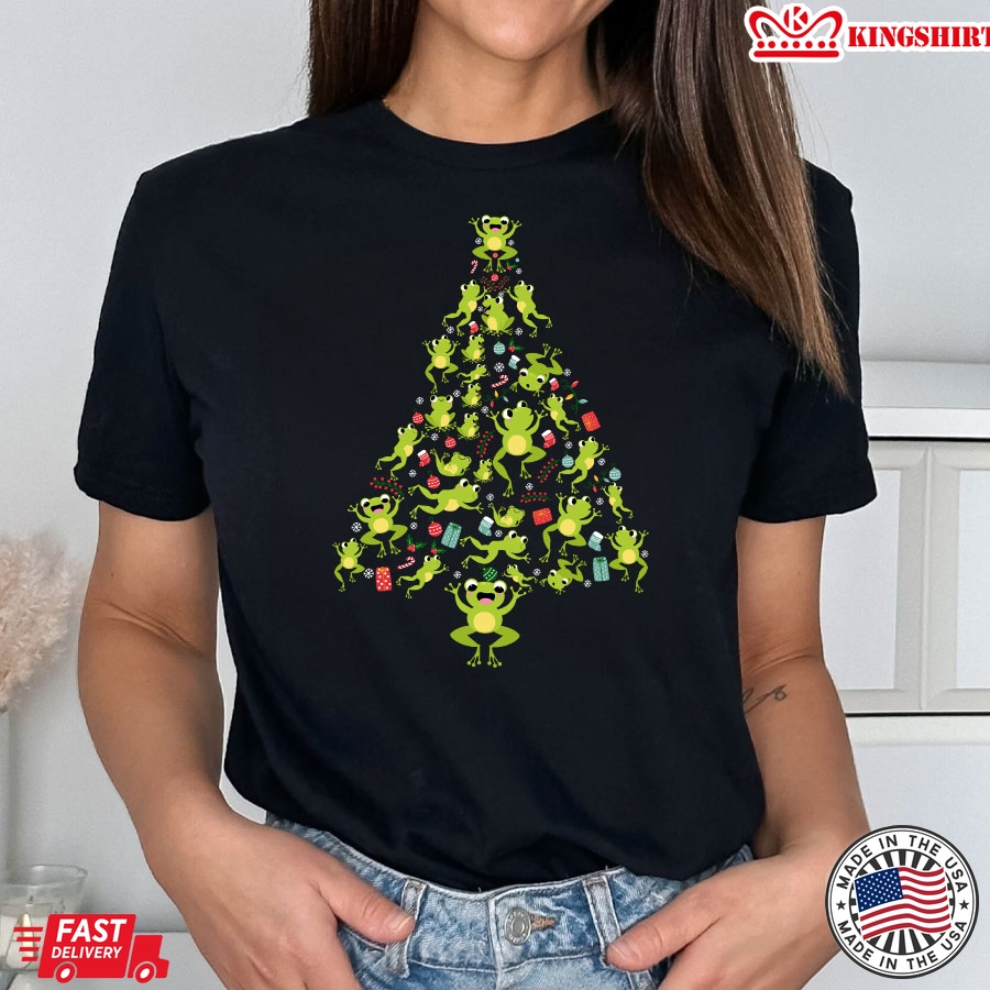 Christmas Tree Full of Frogs Merry Christmas T-Shirt